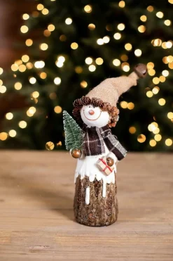 Decorator's Warehouse Christmas Accents^Resin Burlap Hat Snowman