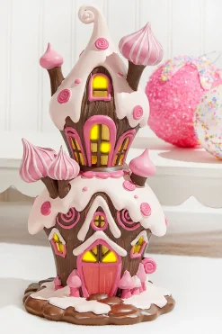 Decorator's Warehouse Christmas Accents^Resin Candy House With Led - Brown Pink