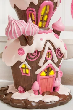 Decorator's Warehouse Christmas Accents^Resin Candy House With Led - Brown Pink