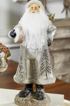 Decorator's Warehouse Christmas Accents^Small Resin Silver Snow Santa Figurine