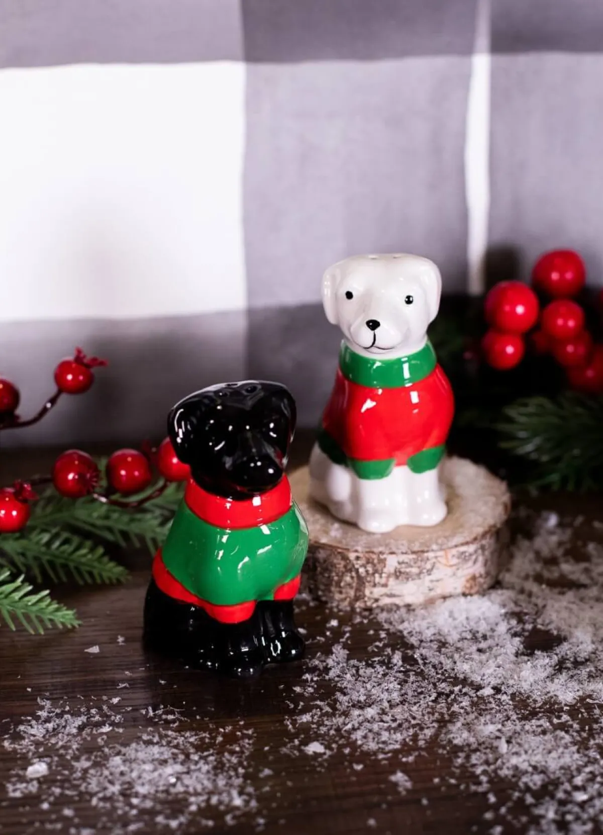 Decorator's Warehouse Christmas Accents^Sweater Lab Pup Salt And Pepper Shakers - Set Of 2