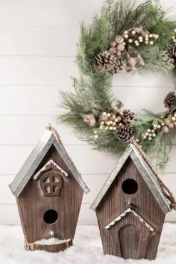 Decorator's Warehouse Christmas Accents^Wood Galvanized Metal Birdhouse
