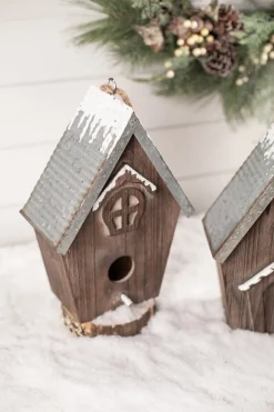 Decorator's Warehouse Christmas Accents^Wood Galvanized Metal Birdhouse